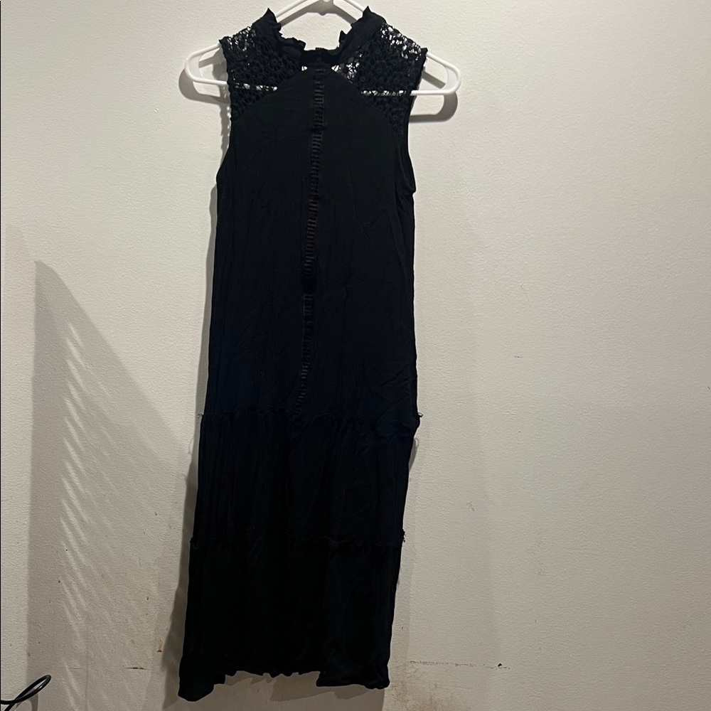 Grace Karin Black Midi Dress with Lace Accents